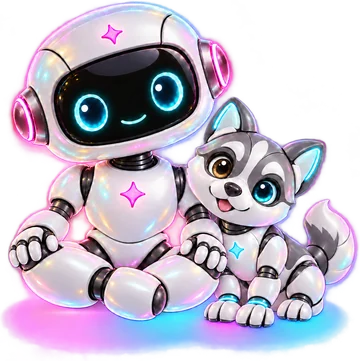 The Incuv8or AI COO robot and its robot husky sitting cross-legged together