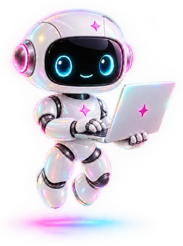 The Incuv8or AI COO robot working on a laptop